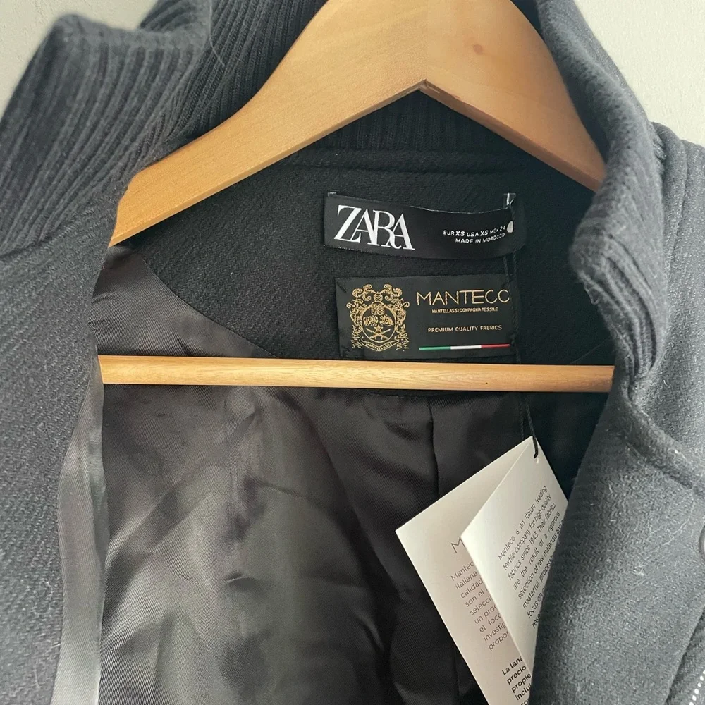 ZARA Italian Wool oversized Crop Biker jacket - Picture 13 of 15